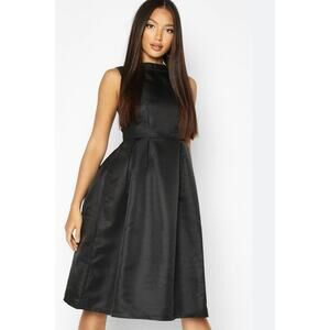 NWT Boohoo Black High Neck Sleeveless Prom Dress Size 8